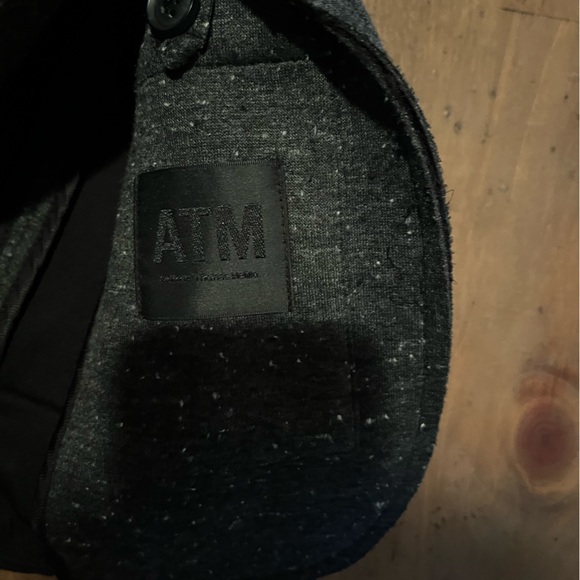 ATM Crop Sleeve Two Button Notched Lapel Blazer Jacket Gray - Picture 6 of 6